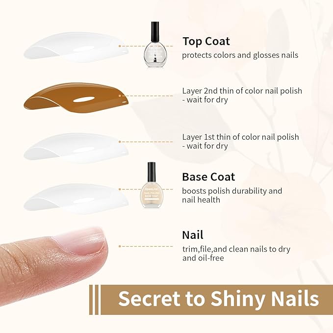 Base and Top Coat Nail Polish Quick Dry,16.5ml Large capacity Basic Nail Polish Set Air Dry Fast, High-Glossy Shiny, No U V Light Needed for Women Salon DIY Nail Art