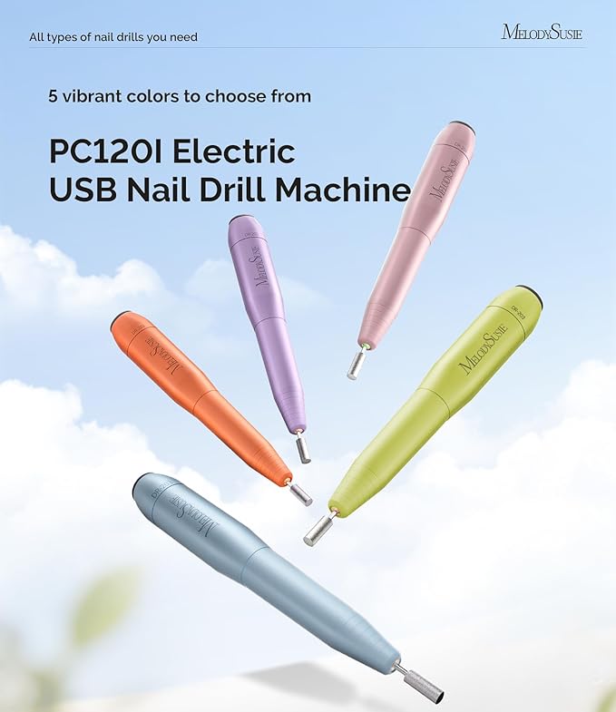 MelodySusie Pen-Shaped Portable USB Nail Drill, PC120I 20000RPM Electric Nail File with Compact Design for All Nail Care, Manicure Polishing, Shaping & Gel Removal at Home for Beginners