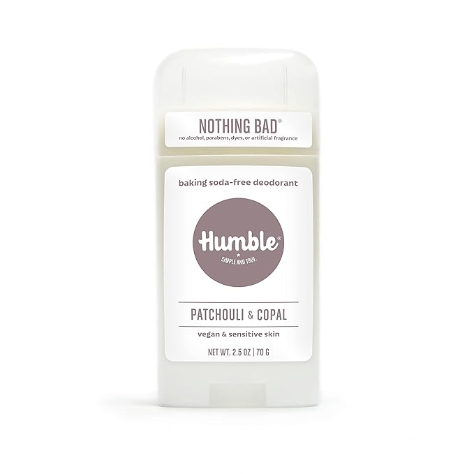 HUMBLE BRANDS Aluminum-Free Deodorant, Vegan and Cruelty- free, Formulated for Sensitive Skin, Patchouli & Copal, 2.5 Ounce (Pack of 1)
