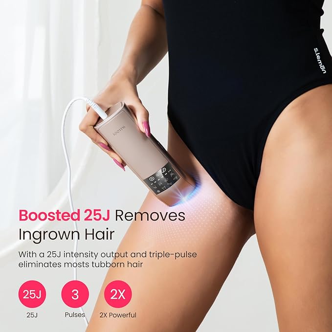 Laser Hair Removal, 25J Energy Triple-Pulse IPL Laser Hair Removal for Women, 12 cm² Comfort Sapphire 37 °F Ice-Cooling Contact, Hair Removal Device for Armpits Legs Arms Bikini Line