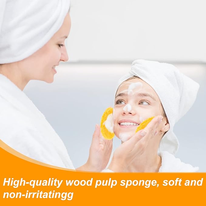 Geiserailie 50 Pcs Compressed Facial Sponges Facial Makeup Natural Cosmetic Spa Sponges for Women Cleansing, Exfoliating Mask, Makeup Removal, Dead Skin, and Dirt, Travel Accessories(Yellow)