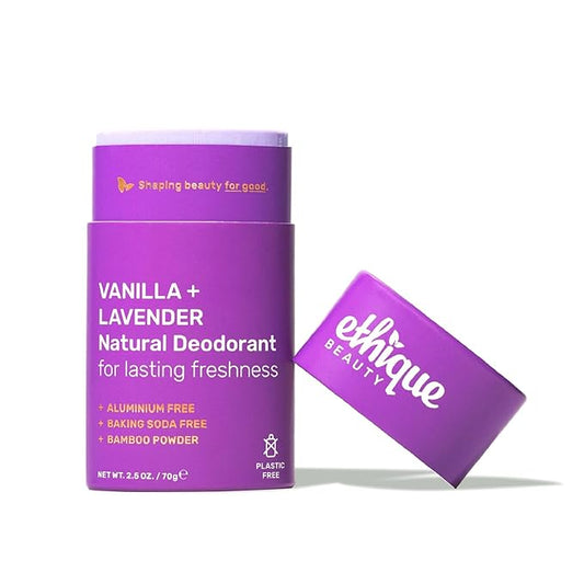 Ethique Beauty Vanilla & Lavender Deodorant Stick for Men & Women - Aluminum-Free, Plastic-Free, Vegan, Cruelty-Free, Eco-Friendly, 2.5 oz