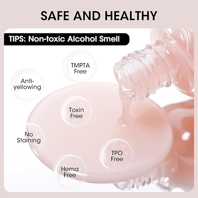 GELLEN Tinted Nude Ridge Filler For Nails, Clear Nail Polish Ridge Filling Base Coat, Nail Strengthener and Growth, Hydrates Strengthens Nourishes Damaged Dry Nails, Shea Butter & Vitamin E & Protein