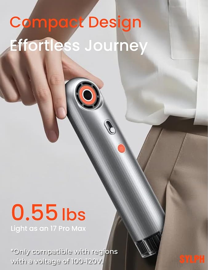 SYLPH Travel Hair Dryer, 60% Smaller & 0.55 lb Ultra Lightweight, 110,000 RPM High-Speed Motor, 200 Million Ions, Smart Mode, Temp Control, 4-Heat Modes, 850W, Mini Hair Dryer For Home, Hotel, Gym Use