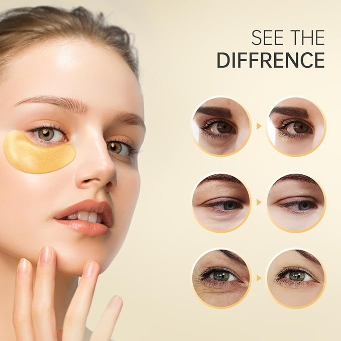 24 Pairs 24K Gold Under Eye Patches Face Masks Dark Circles Puffy Eye Bags Collagen Skincare Spa Trip Gift Eye Mask