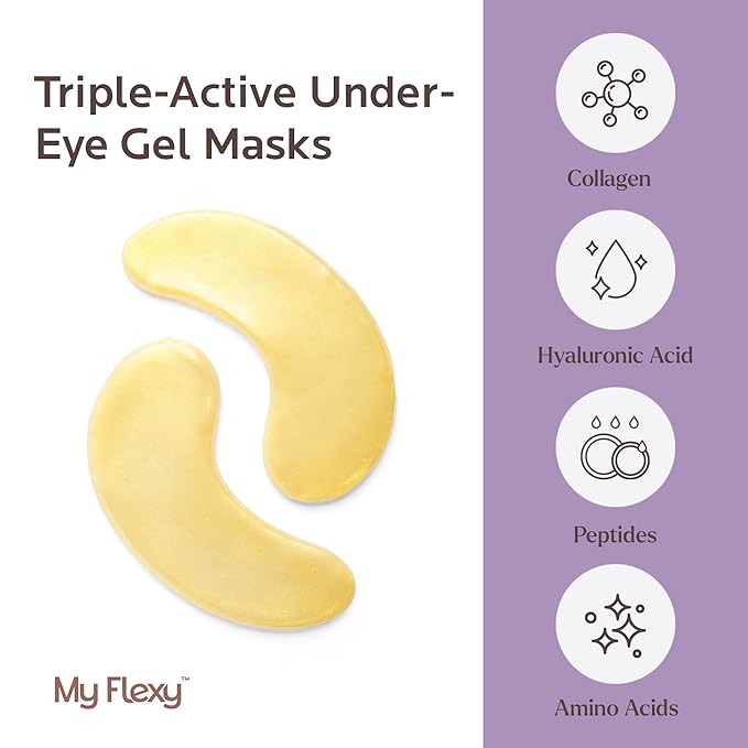 Under Eye Patches for puffy eyes and dark circles, Collagen & Peptides Skincare, Gold Eye Masks for dark circles and puffiness, Self Care Gifts for Women & Men, Under Eye Mask Patches 24 Pairs - Gold