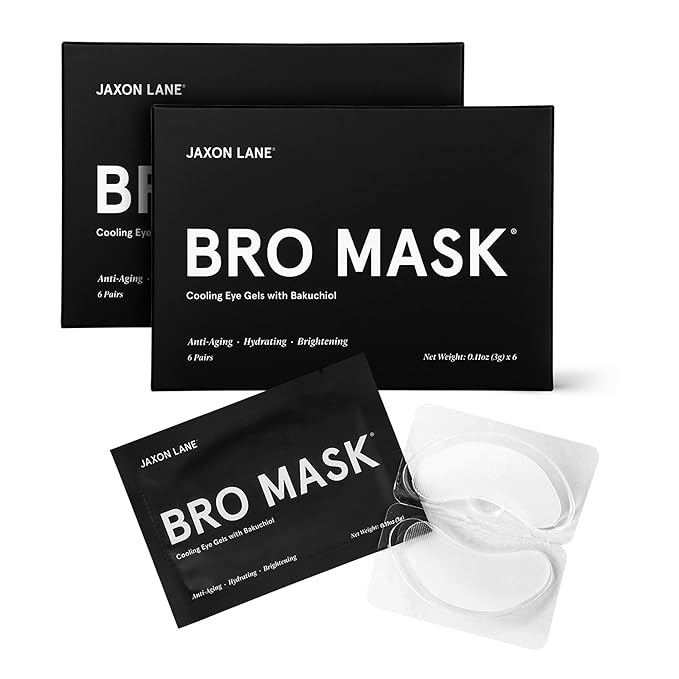BRO MASK Under Eye Patches for Men with Hydrogel (2 x 6 pairs) - Anti-Aging Korean Eye Masks for Dark Circles and Puffiness- Puffy Under Eye Treatment - Perfect Skin Care Stocking Stuffers for Men