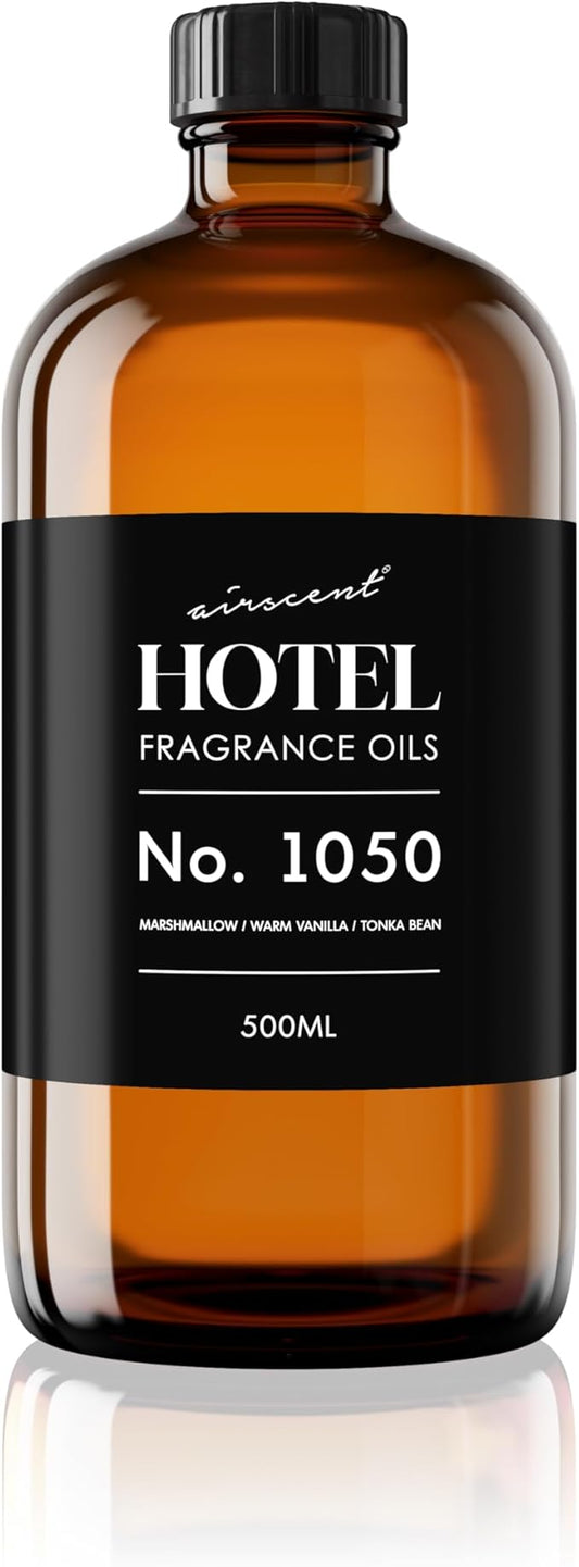 AirScent Warm Vanilla Ritzy Hotel Fragrance Oil No. 1050 - Marshmallow Vanilla Tonka Bean - Hotel Diffuser Oil for Ultrasonic and Waterless Diffusers and Crafting - 500 mL, 16.9 fl oz Glass Bottle