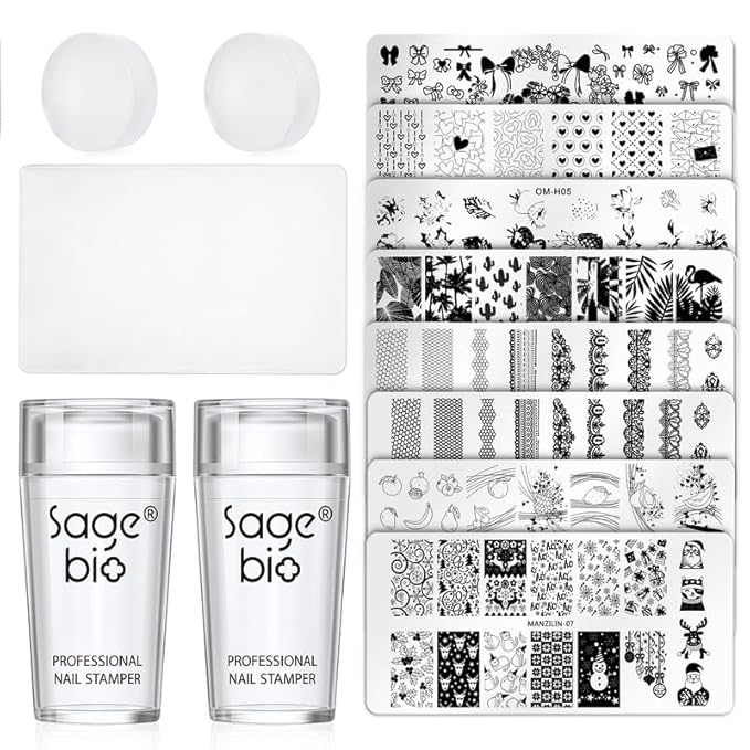 14PCS Nail Art Stamper Clear Silicone Nails Stamping Jelly with Scraper Transparent Visible Body DIY Manicure Nail Art Tool P