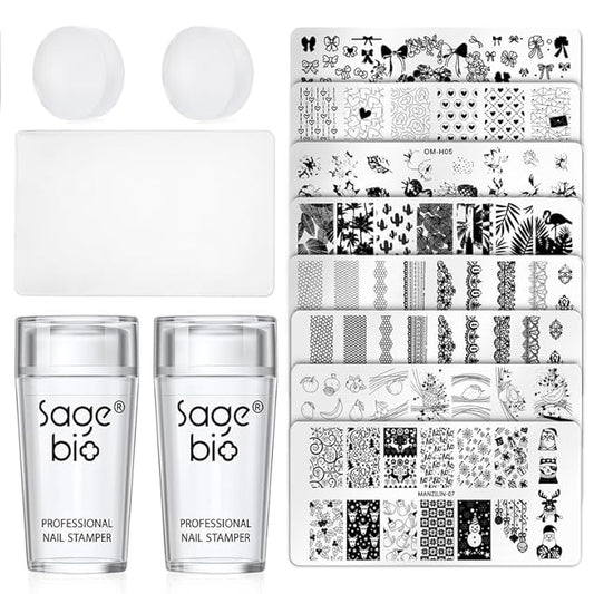 14PCS Nail Art Stamper Clear Silicone Nails Stamping Jelly with Scraper Transparent Visible Body DIY Manicure Nail Art Tool P