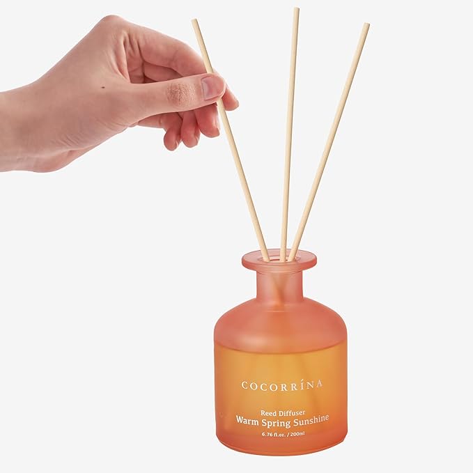 Cocorrína Reed Diffuser - Warm Spring Sunshine 6.76oz Diffuser with 8 Sticks Home Fragrance Reed Diffuser Home for Bedroom Bathroom Shelf Decor Office Decor (Summer Collection)