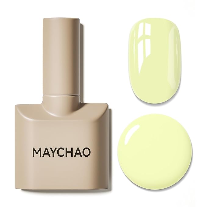 MAYCHAO 15ML Maize Yellow Gel Nail Polish 1Pc Pastel Light Yellow Gel Polish Soak Off UV LED Nail Polish Nail Art Starter Manicure Salon DIY at Home, 0.5 OZ