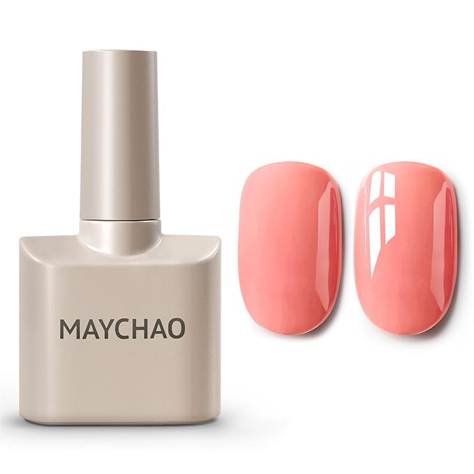 MAYCHAO 15ML Pink Ambition Gel Nail Polish 1Pc Coral Pink Gel Polish Soak Off UV LED Nail Polish Nail Art Starter Manicure Salon DIY at Home, 0.5 OZ
