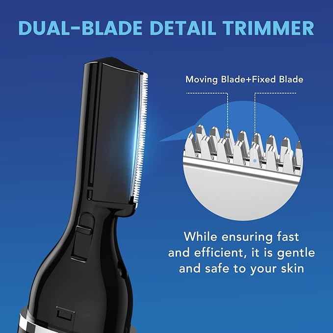 Eyebrow Trimmer Electric Eyebrow Razor with Digital Display LED Light, 2-Speed Eyebrow Shaver Rechargeable Face Trimmer for Men, Painless Facial Hair Remover for Upper Lip Peach Fuzz Mustache Arm Leg