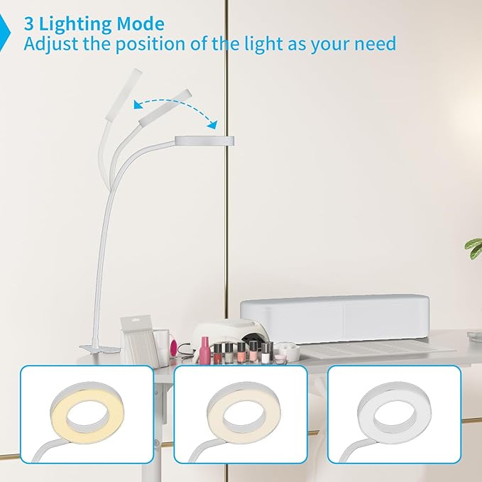 TABU Portable Manicure Nail Table, Foldable Manicure Table with Dust Collector Fan, LED Lamp, 4 Lockable Wheels and Carry Bag, Professional Nail Desk with Wrist Cushion (White)