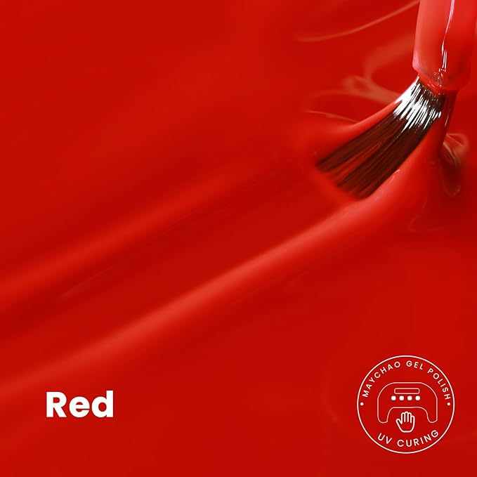 MAYCHAO 15ML Gel Nail Polish 1Pc Red Gel Polish Soak Off UV LED Nail Polish Nail Art Starter Manicure Salon DIY at Home, 0.5 OZ