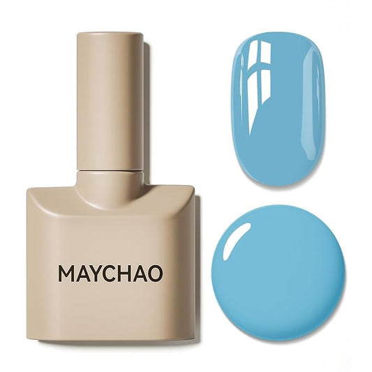 MAYCHAO 15ML Gel Nail Polish 1Pc Deep Sky Blue Gel Polish Soak Off UV LED Nail Polish Nail Art Starter Manicure Salon DIY at Home, 0.5 OZ