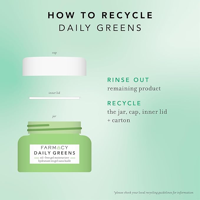 Farmacy Daily Greens Face Moisturizer - Oil Free Facial Moisturizer with Polyglutamic + Hyaluronic Acid - Gel Facial Cream that Reduces Shine, Clears Pores + Balances Oil - Fragrance-Free (50ml)