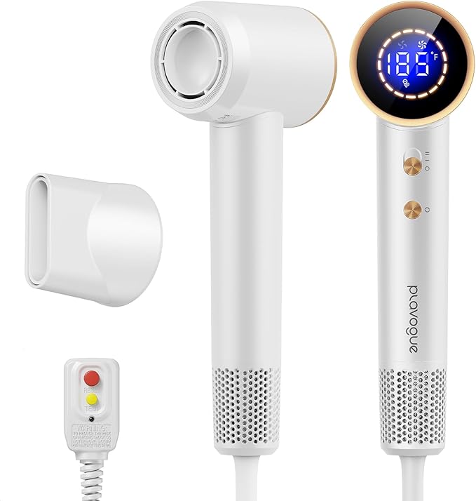 PLAVOGUE Dual Voltage Travel Hair Dryer with Diffuser, High-Speed Ionic Blow Dryer for Women, Fast Drying, Low Noise, Lightweight, No Heat Damage, European Travel 110V-120V/220V-240V