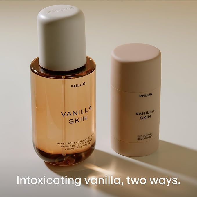 PHLUR Vanilla Skin Natural Deodorant & Vanilla Skin Body Mist with Pink Pepper, Cashmere Wood & Sandalwood