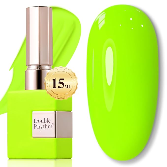 Double Rhythm 15ML Lime Green Gel Polish Pure Sheer Same Color Same Bottle Soak Off Gel Polish Art Manicure Salon DIY at Home for Women (Neon Green-A1305)