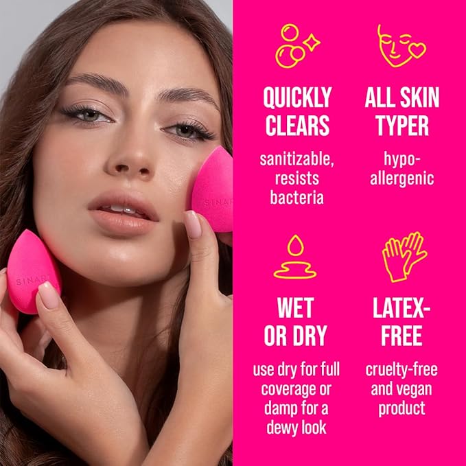 PROsponge | Makeup Sponge for Liquid Beauty Makeup. Premium Latex-Free foam. Foundation, Cream & Powder Blender. Saves Fondation & Streak Free Blending. (PINK)