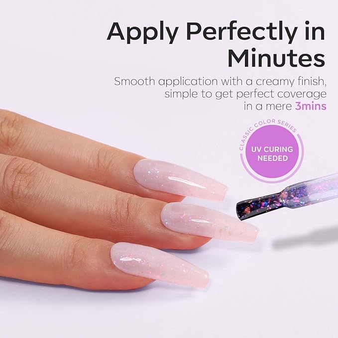 modelones Glitter Gel Nail Polish, 1 PCS 15ML Glitter Sparkly Shiny Holographic Gel Polish Soak OFF LED Nail Art Rainbow Reef Purple Shimmer Gel Nail Manicure Salon DIY Nails Gift for Women