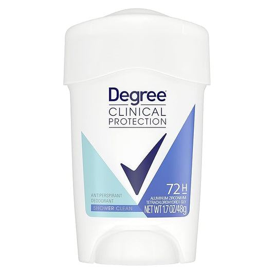 Degree Clinical Protection Antiperspirant Deodorant 72-Hour Sweat & Odor Protection Shower Clean Antiperspirant for Women 1.7 oz
