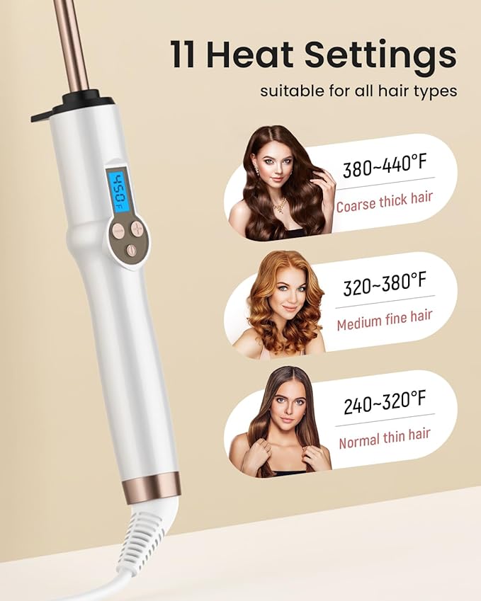 Small Curling Wand 3/8 Inch, Thin Curling Wand for Short Hair, 9mm Ceramic Long Barrel with Adjustable Temperature