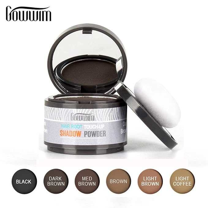 gowwim Root Touch Up, Hair Loss and Receding Hairline Concealer Powder for Hair & Beard, 0.14oz, 4g