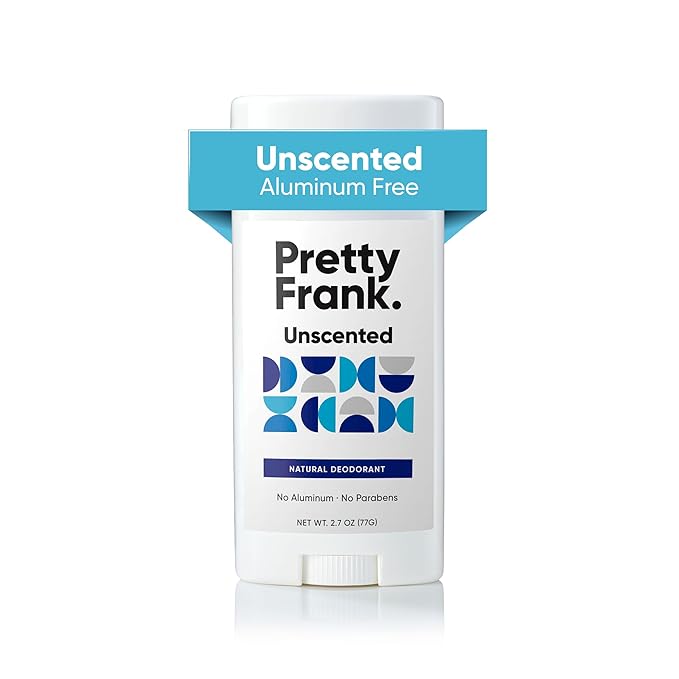 Pretty Frank Natural Aluminum-Free Deodorant Stick, Unscented (1-Pack) | All-Day Odor Control for Women & Men | Effective, Skin Soothing Formula with Safe, Organic Ingredients and No Added Fragrance