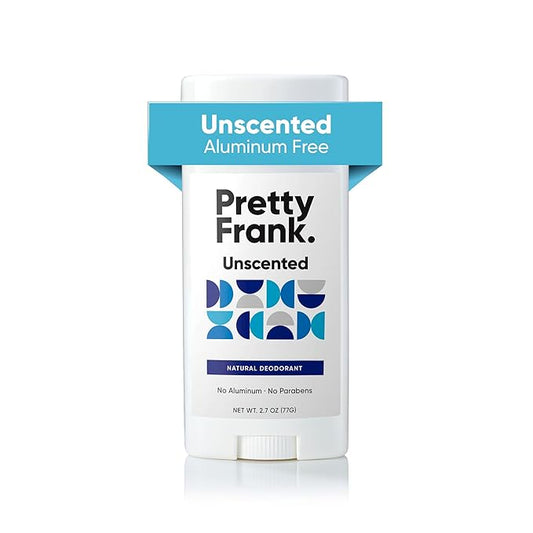 Pretty Frank Natural Aluminum-Free Deodorant Stick, Unscented (1-Pack) | All-Day Odor Control for Women & Men | Effective, Skin Soothing Formula with Safe, Organic Ingredients and No Added Fragrance