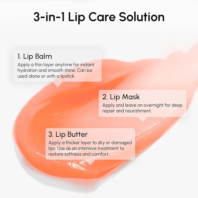 MAREE Lip Mask Overnight - Lip Moisturizer For Very Dry Lips - Hydrating Lip Butter Balm with Hyaluronic Acid & Collagen - Overnight Lip Treatment - Lip Sleeping Mask Repair - Hidratante de Labios