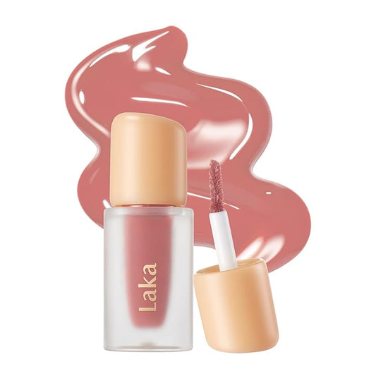 Laka Fruity Glam Lip Tint Mini, 1.9g/0.07oz, Glowing Lip Stain with Wide Color Spectrum, Hydrating & Lightweight Texture, Long-Lasting Bold Stain, Non-Sticky, Vegan, K-Beauty (#136 Oolong)
