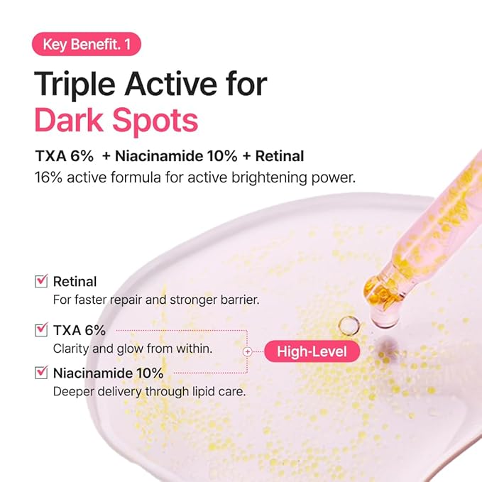 PURITO TXA 6% + Niacinamide 10% + Retinal Facial Serum | for Dark Spots, Hyperpigmentation, Uneven Tone | High-Level Tranexamic Acid 6% | Korean skincare, 30mL 1.01 fl.oz