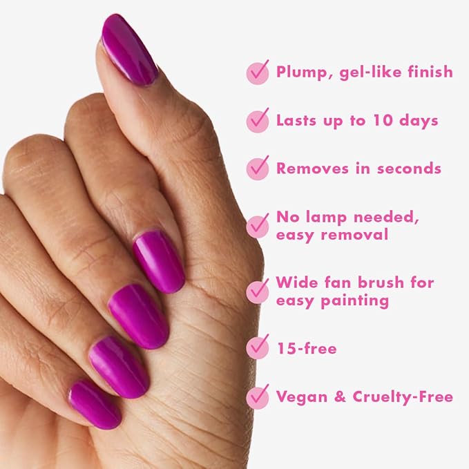 Olive & June Long Lasting Nail Polish | Plump Gel-Like Finish No Lamp Needed | Lasts up to 10 days | Salon-Quality at Home | 15-Free Vegan Cruelty-Free Chip-Resistant Shine | Grape Soda Daring Purple