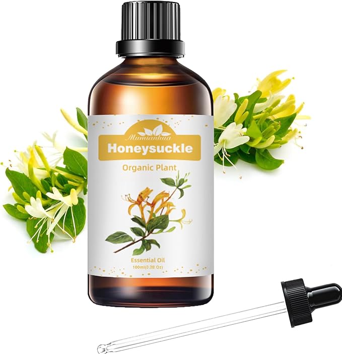 Pure Honeysuckle Essential Oil,Mumianhua Natural Honeysuckle Oil for Humidifier, Sweet Relaxation, Evening Serenity, Floral Diffusion, Laundry, Reed Diffuser, Skin,Candles,Perfume Crafts 3.38 Fl Oz