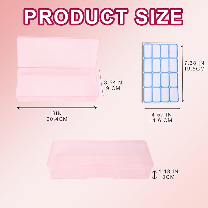 Plastic Nail Storage Manicure Tool Box, 4PCS Storage Personal Box Nail Implement Storage Box Organizer Case Box for Nail Art Pedicure Supply (Pink-4pcs, Large)