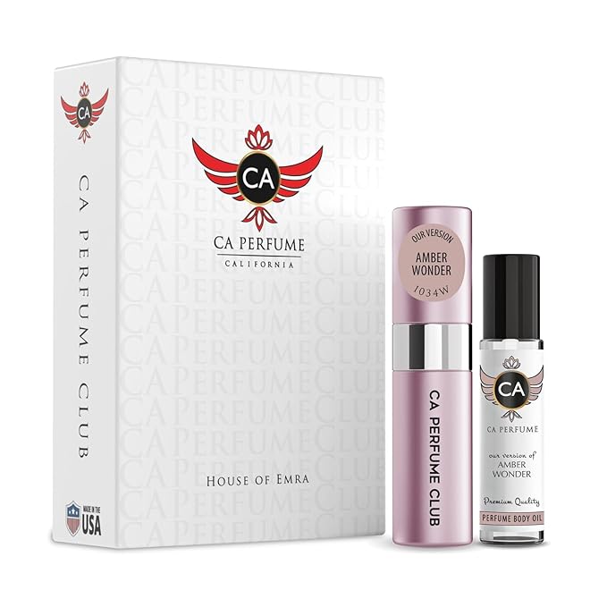 CA Perfume Impression of Amber Wonder for Women & Men Eau De Parfum Spray Long Lasting Oriental Amber Perfume Layering Set 0.27 Fl Oz + 0.33 Fl Oz
