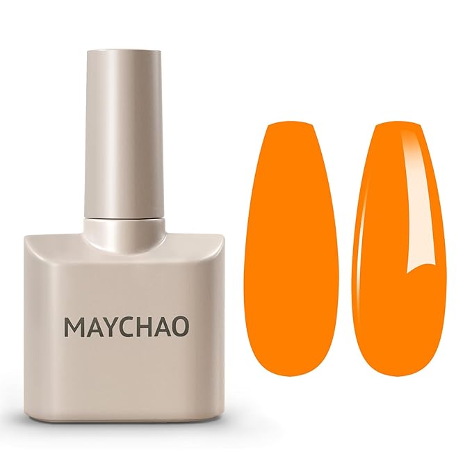 MAYCHAO 15ML Gel Nail Polish 1Pc Neon Bright Orange Gel Polish Soak Off UV LED Nail Polish Nail Art Starter Manicure Salon DIY at Home, 0.5 OZ