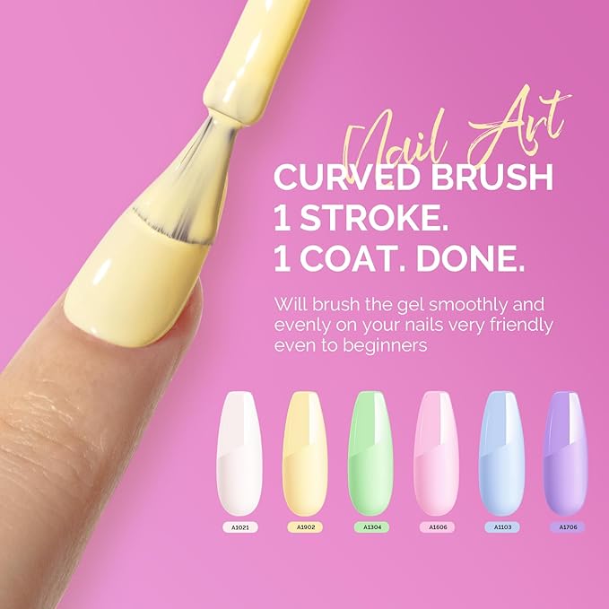 MelodySusie Macaron Pastel Gel Nail Polish Set - 6 Colors Pink Yellow Blue Green Purple White Soak Off UV LED Gel Polish Gift for Women Nail Art Manicure Salon DIY Nail Design Decoration at Home