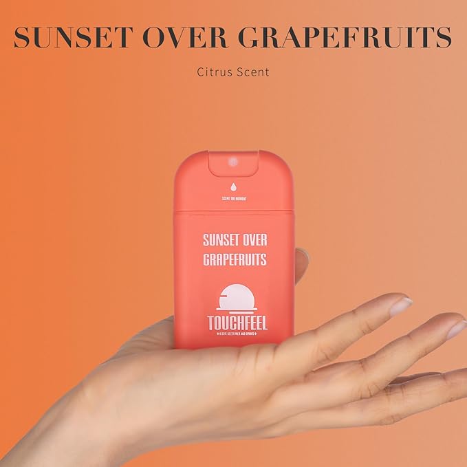 Power Mist Hand Sanitizer Spray, Scented Hydrating Hand Sanitizers Travel Size Refillable, Pocket Portable 3-Pack (Sunset over Grapefruits) 0.93Fl Oz 460-Sprays Each