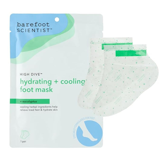 Barefoot Scientist High Dive Hydrating & Cooling Foot Mask, Moisturizing Cooling Mint Foot Mask for Dry, Achy, Tired Feet, Heel, Toes, Single Use Hydrating Sock Booties, 1 Pair