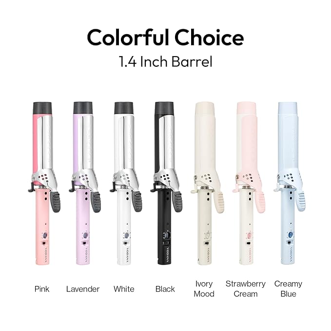VODANA Professional GlamWave Ceramic Curling Iron, Long-Lasting Natural Curls, Instant Heat, Hair Curler, Curling Wand, Available in USA (1.6 inch, White)