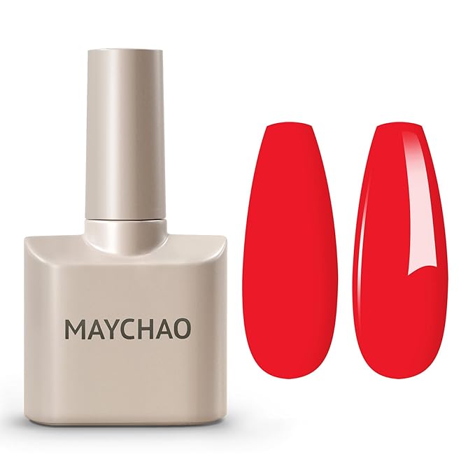 MAYCHAO 15ML Gel Nail Polish 1Pc Red Gel Polish Soak Off UV LED Nail Polish Nail Art Starter Manicure Salon DIY at Home, 0.5 OZ