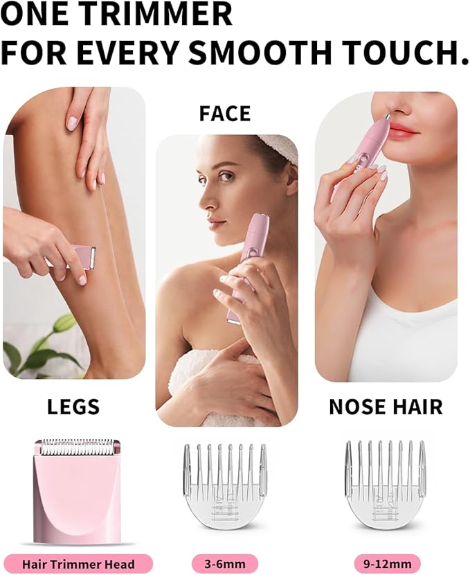 Ufree Bikini Trimmer Electric Razors for Women Dual Head, Pubic Body Hair Trimmer Electric Shaver for Face, Legs, Arm, Rechargeable Lady Shaver Waterproof, Summer Grooming Kit, Gifts for Her