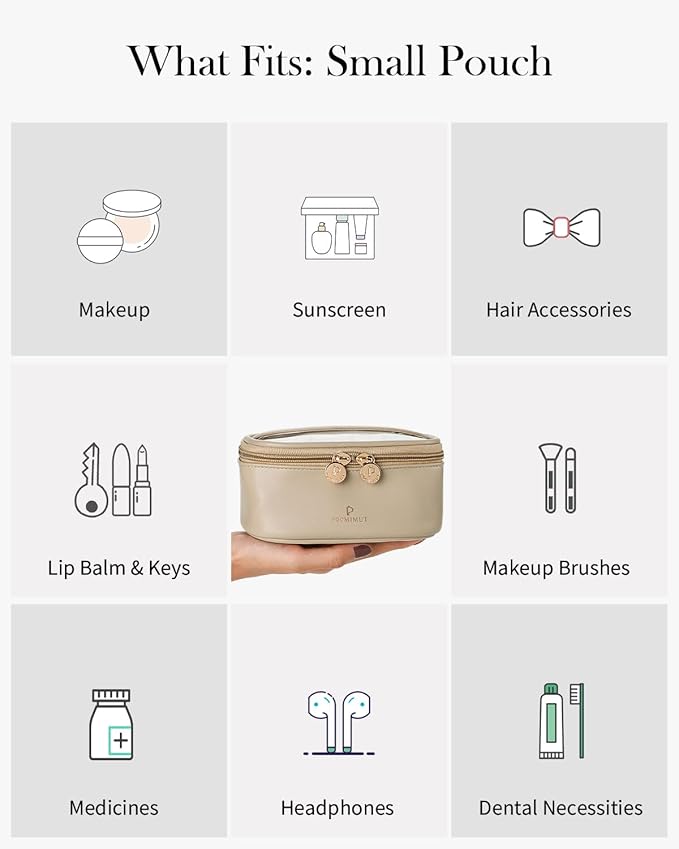 Pocmimut Makeup Bag,Graduation Teacher Gifts Birthday Gifts,Small Makeup Bag Travel Toiletry Bag Gifts Idea for Mom Teacher Sister Friends Girlfriend Bridesmaid,Apricot