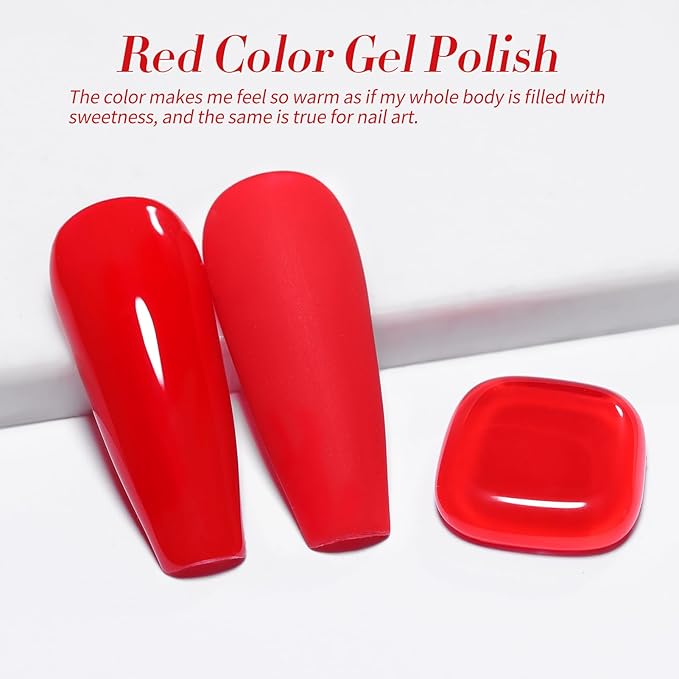 Born Pretty Red Gel Nail Polish Valentine's Day Gift Red Heart Color Gel Polish Nail Art Design Manicure Salon DIY Home 15ml