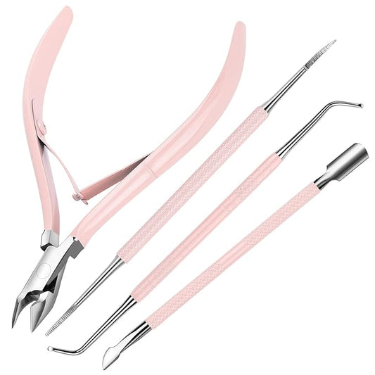 FANDAMEI Cuticle Kit, 4 PCS Nail Care Kit, Cuticle Trimmer, Cuticle Nippers, Ingrown Toenail Removal Kit, Cuticle Clippers, Cuticle Pusher, Nail Cuticle Trimmer, Manicure and Pedicure Kit, Nail Tools