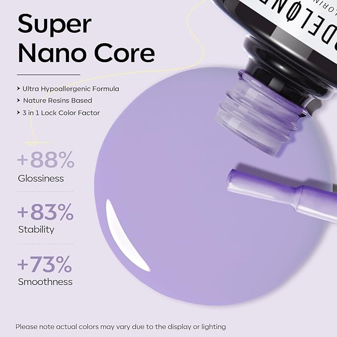 modelones Purple Gel Nail Polish, 15 ML Pastel Gel Polish Lilac Purple Nail Polish Soak Off Led Summer Nail Gel Polish for Women Girl DIY Nail Art Gift